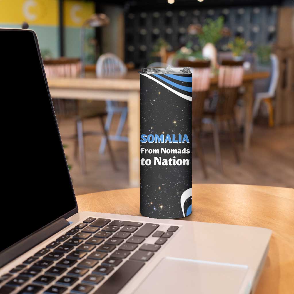 Somalia Skinny Tumbler with From Nomads to Nation Camel Galaxy Flag Spirit