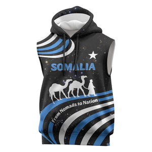 Somalia Sleeveless Hoodie with From Nomads to Nation Camel Galaxy Flag Spirit - African Pride