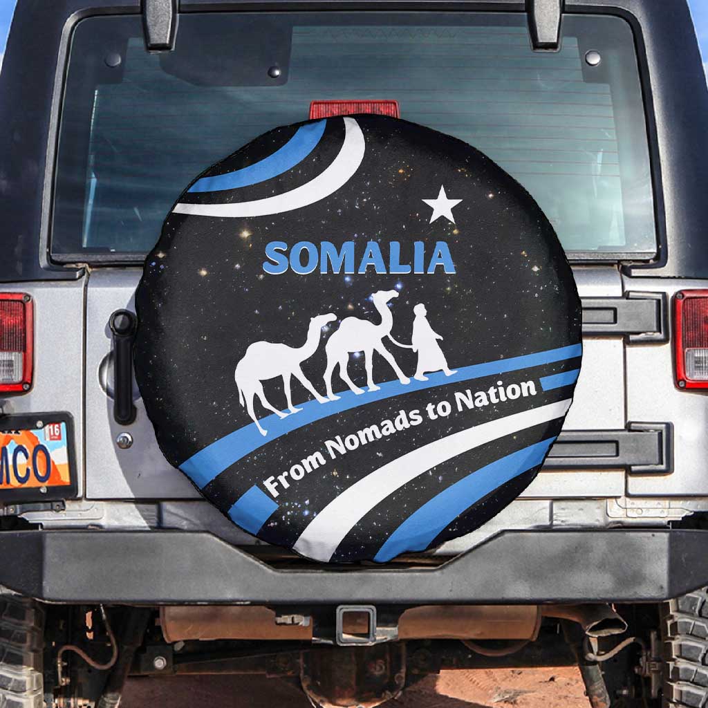 Somalia Spare Tire Cover with From Nomads to Nation Camel Galaxy Flag Spirit