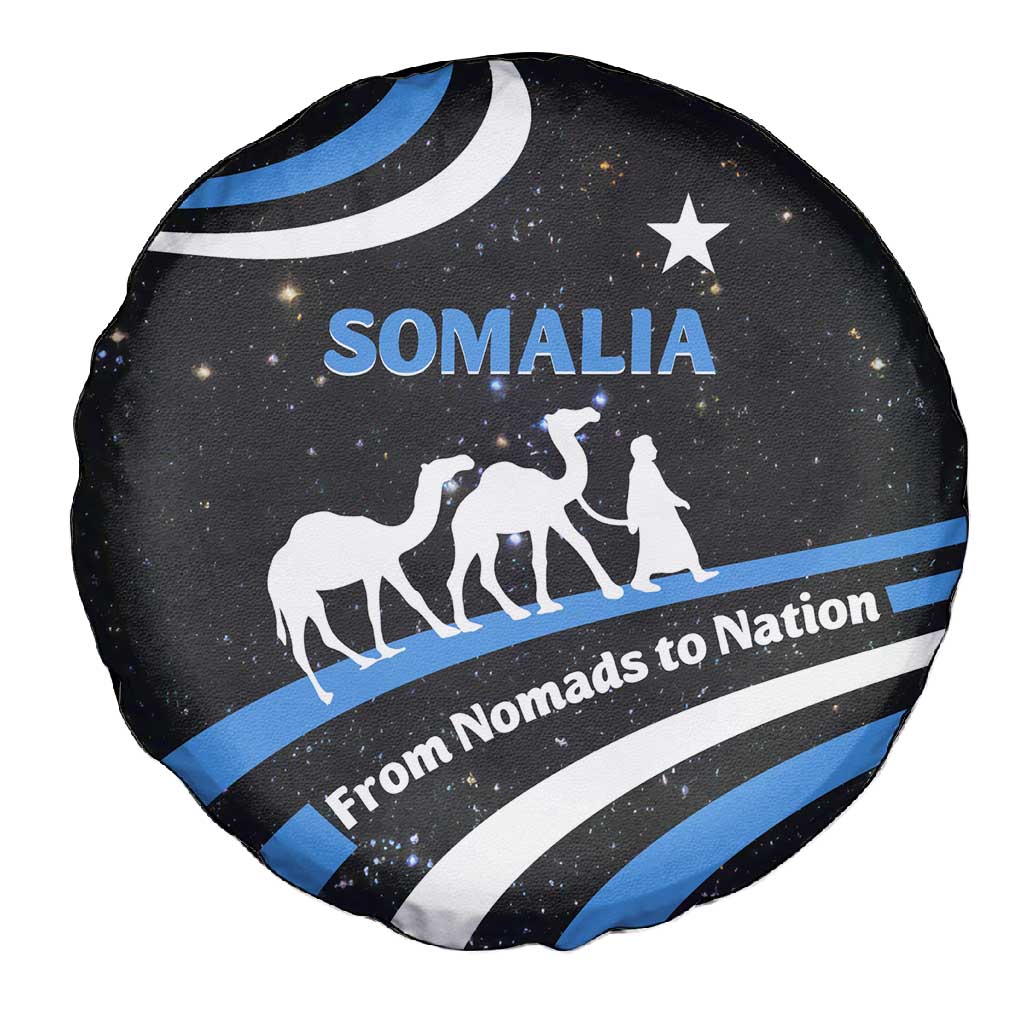 Somalia Spare Tire Cover with From Nomads to Nation Camel Galaxy Flag Spirit