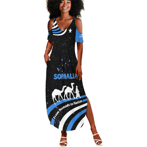 Somalia Summer Maxi Dress with From Nomads to Nation Camel Galaxy Flag Spirit