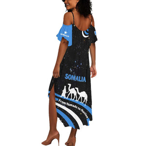 Somalia Summer Maxi Dress with From Nomads to Nation Camel Galaxy Flag Spirit