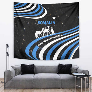 Somalia Tapestry with From Nomads to Nation Camel Galaxy Flag Spirit