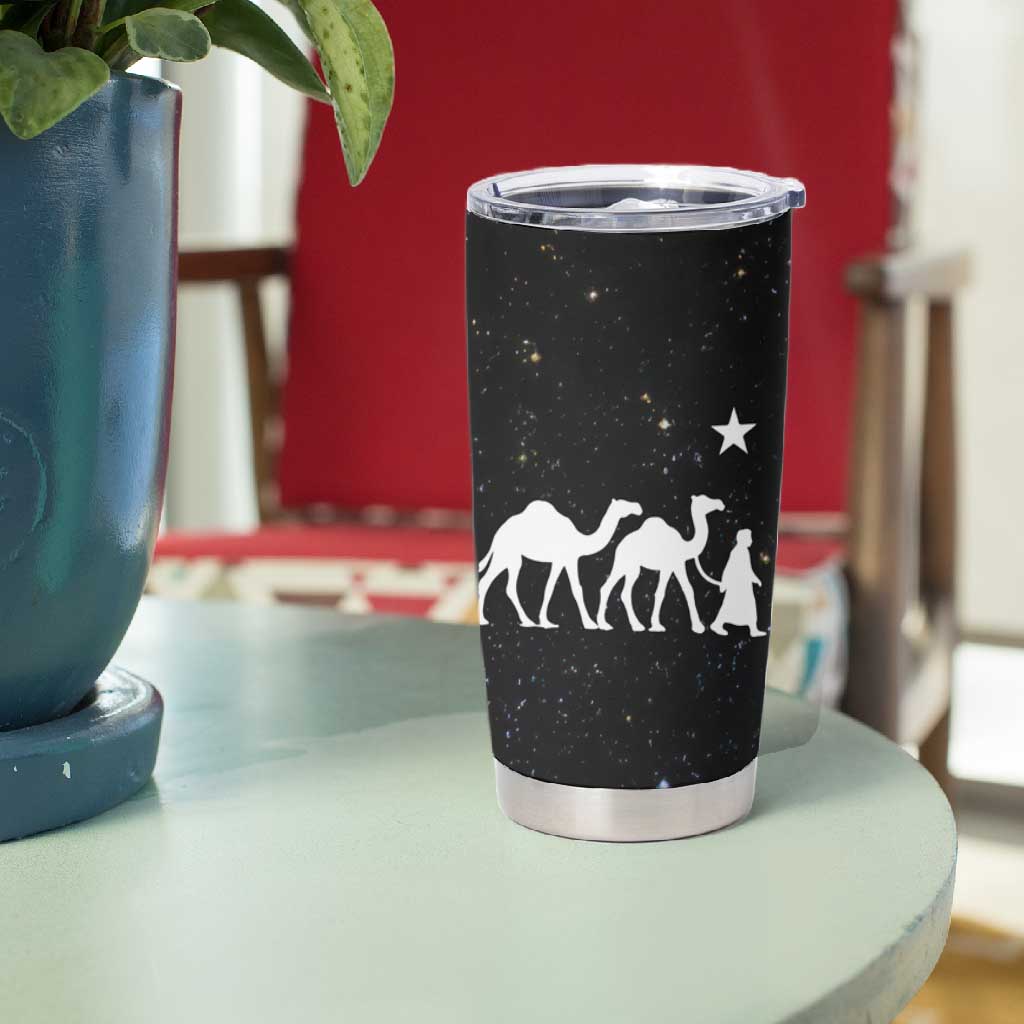 Somalia Tumbler Cup with From Nomads to Nation Camel Galaxy Flag Spirit