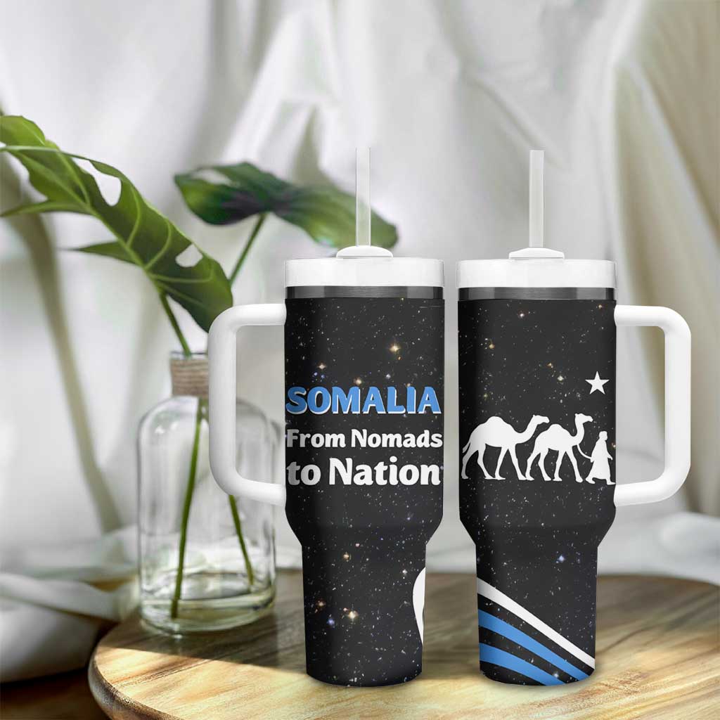 Somalia Tumbler With Handle with From Nomads to Nation Camel Galaxy Flag Spirit