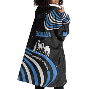 Somalia Wearable Blanket Hoodie with From Nomads to Nation Camel Galaxy Flag Spirit