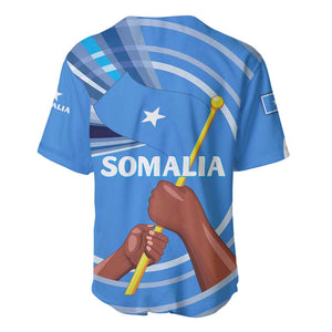 Somalia Baseball Jersey with Raised Fist Flag Blue Unity Wave Spirit