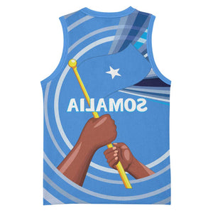 Somalia Basketball Jersey with Raised Fist Flag Blue Unity Wave Spirit - African Pride