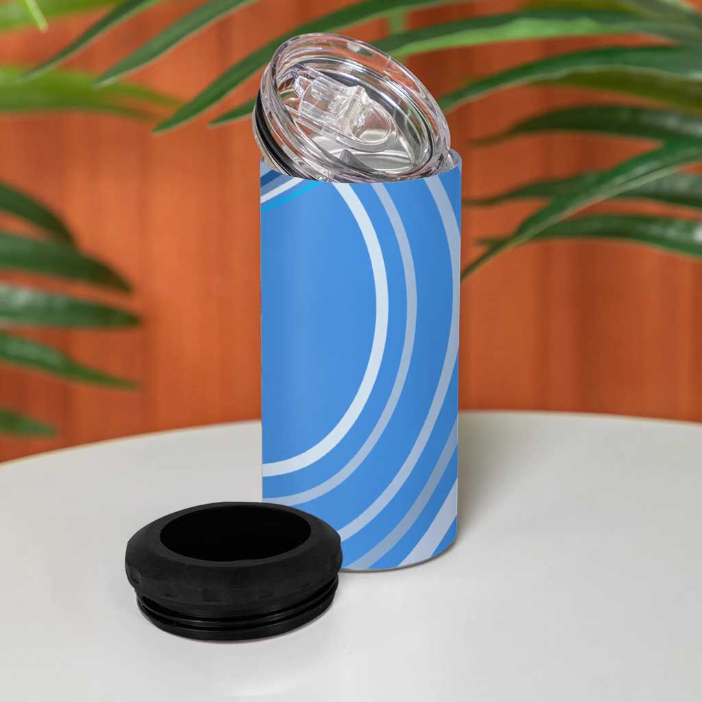 Somalia 4 in 1 Can Cooler Tumbler with Raised Fist Flag Blue Unity Wave Spirit