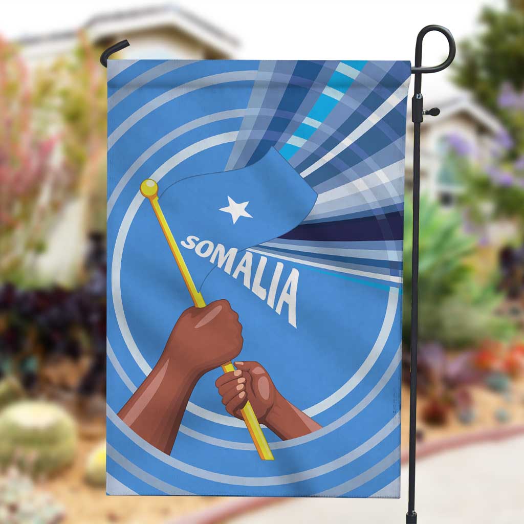 Somalia Garden Flag with Raised Fist Flag Blue Unity Wave Spirit