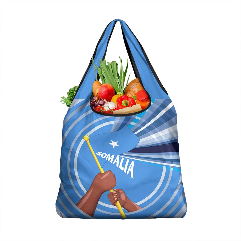 Somalia Grocery Bag with Raised Fist Flag Blue Unity Wave Spirit