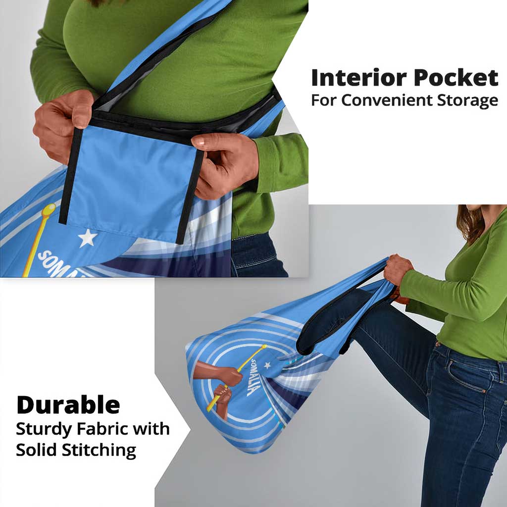 Somalia Grocery Bag with Raised Fist Flag Blue Unity Wave Spirit