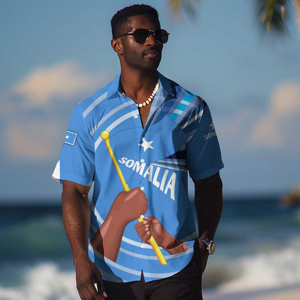 Somalia Hawaiian Shirt with Raised Fist Flag Blue Unity Wave Spirit