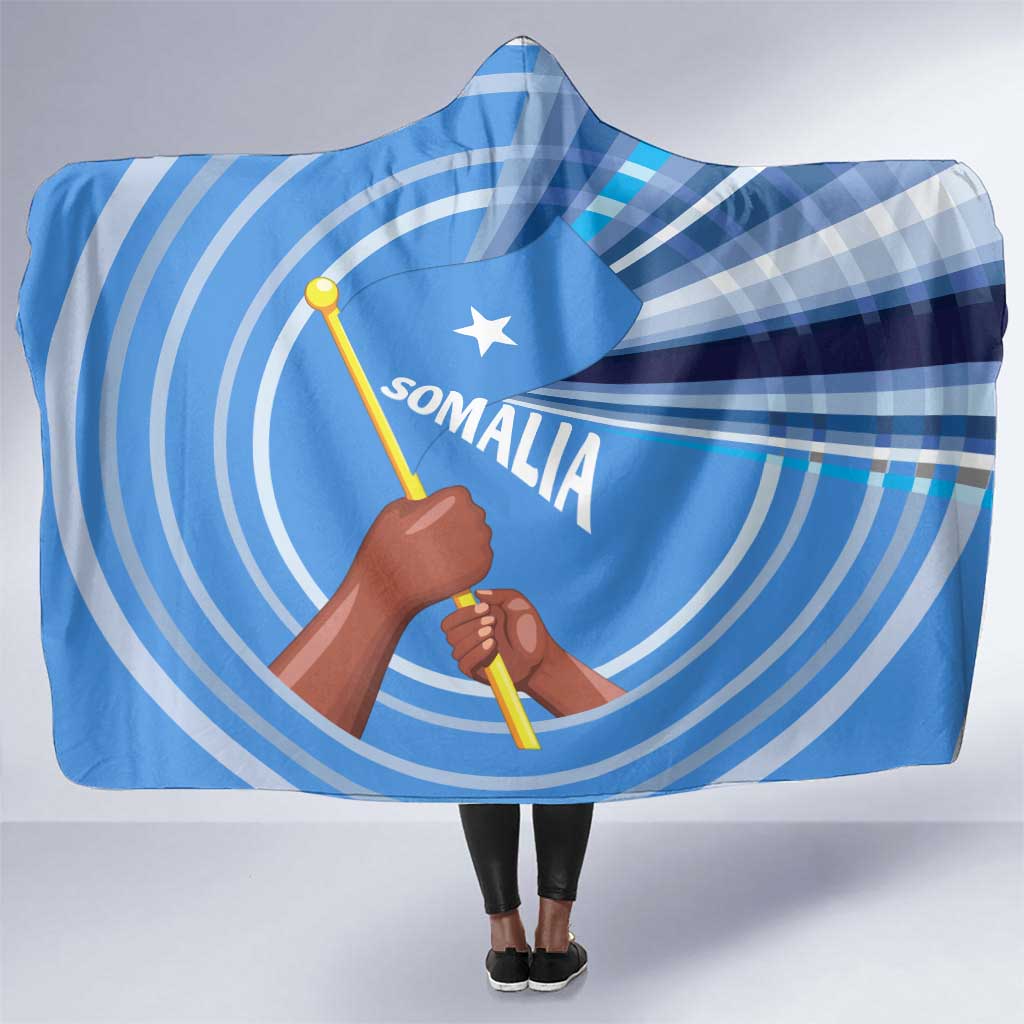 Somalia Hooded Blanket with Raised Fist Flag Blue Unity Wave Spirit