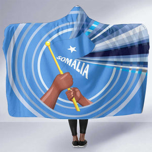 Somalia Hooded Blanket with Raised Fist Flag Blue Unity Wave Spirit