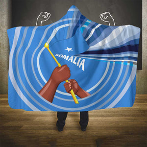 Somalia Hooded Blanket with Raised Fist Flag Blue Unity Wave Spirit