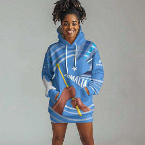 Somalia Hoodie Dress with Raised Fist Flag Blue Unity Wave Spirit