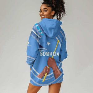 Somalia Hoodie Dress with Raised Fist Flag Blue Unity Wave Spirit