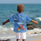 Somalia Kid Hawaiian Shirt with Raised Fist Flag Blue Unity Wave Spirit