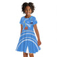 Somalia Kid Short Sleeve Dress with Raised Fist Flag Blue Unity Wave Spirit