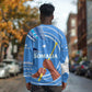 Somalia Long Sleeve Shirt with Raised Fist Flag Blue Unity Wave Spirit
