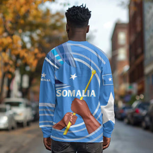 Somalia Long Sleeve Shirt with Raised Fist Flag Blue Unity Wave Spirit