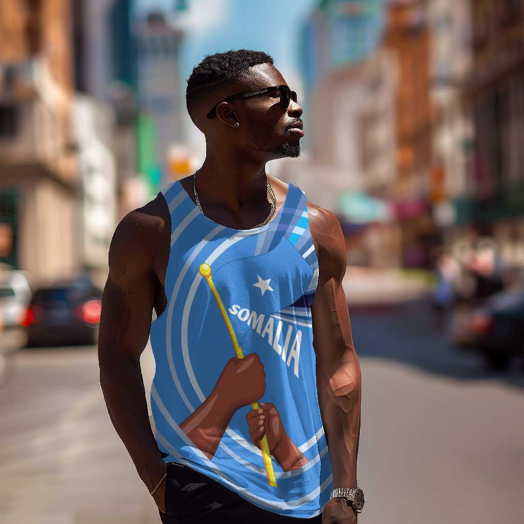 Somalia Men Tank Top with Raised Fist Flag Blue Unity Wave Spirit