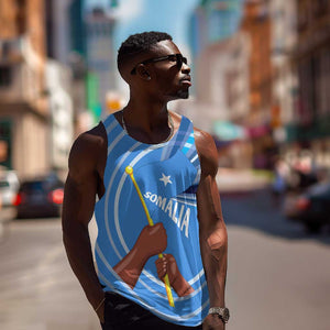 Somalia Men Tank Top with Raised Fist Flag Blue Unity Wave Spirit