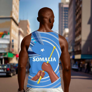 Somalia Men Tank Top with Raised Fist Flag Blue Unity Wave Spirit