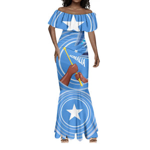 Somalia Mermaid Dress with Raised Fist Flag Blue Unity Wave Spirit