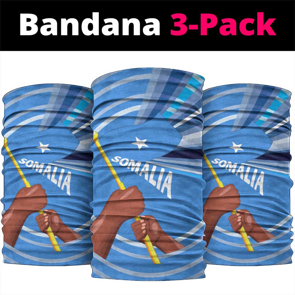Somalia Neck Gaiter with Raised Fist Flag Blue Unity Wave Spirit - African Pride