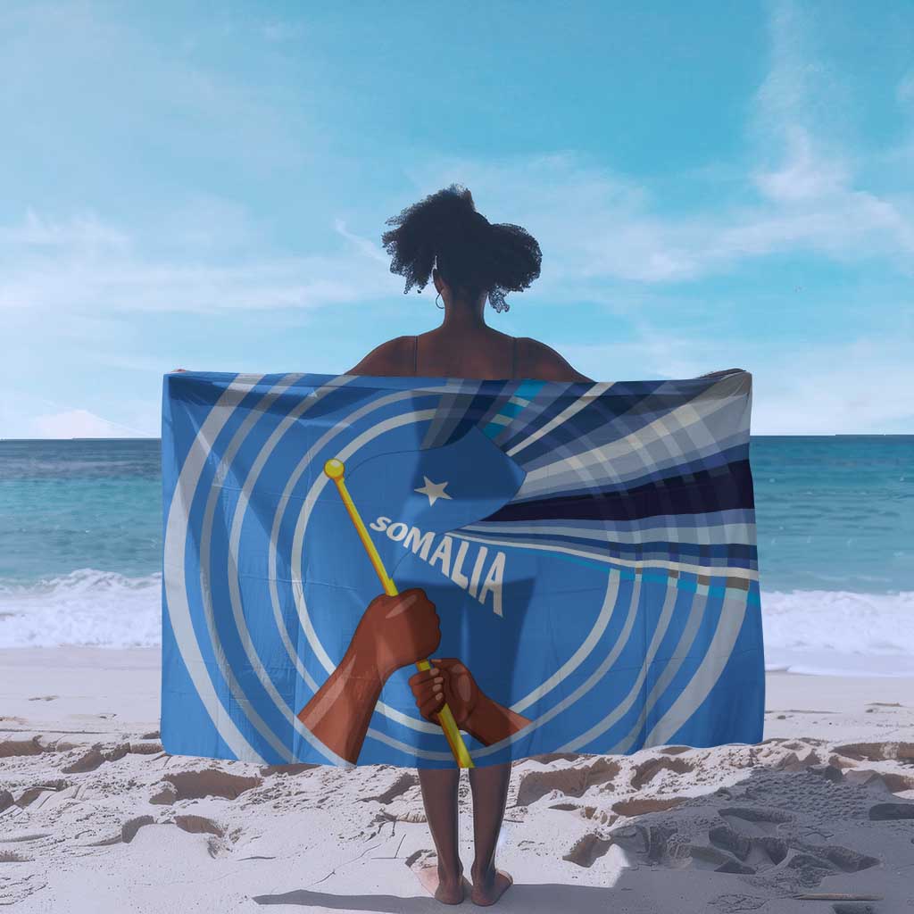 Somalia Sarong with Raised Fist Flag Blue Unity Wave Spirit
