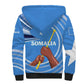 Somalia Sherpa Hoodie with Raised Fist Flag Blue Unity Wave Spirit
