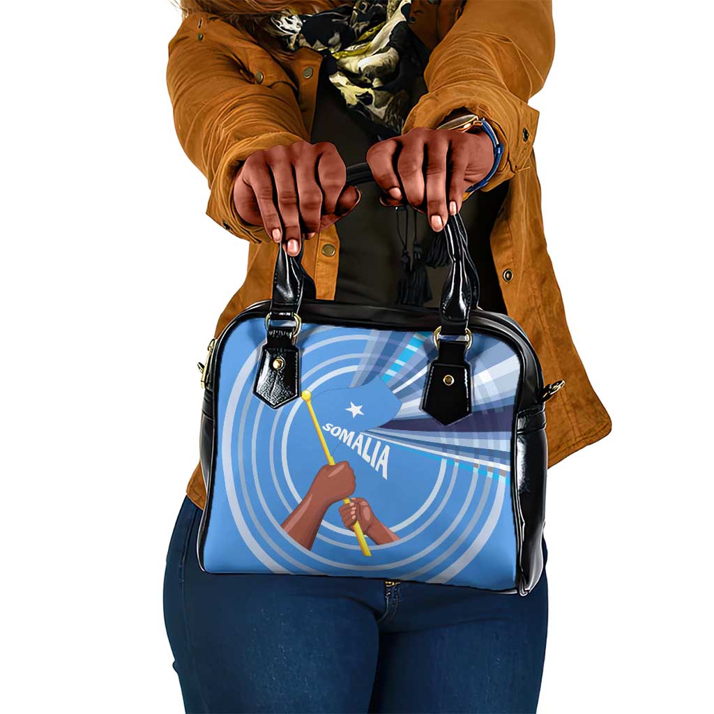 Somalia Shoulder Handbag with Raised Fist Flag Blue Unity Wave Spirit