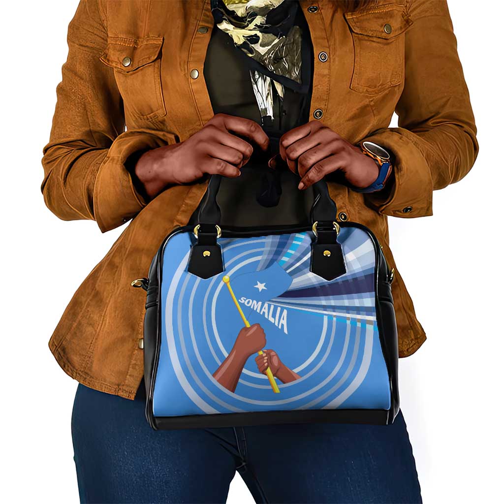 Somalia Shoulder Handbag with Raised Fist Flag Blue Unity Wave Spirit