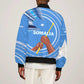 Somalia Sleeve Zip Bomber Jacket with Raised Fist Flag Blue Unity Wave Spirit