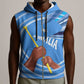 Somalia Sleeveless Zip Hoodie with Raised Fist Flag Blue Unity Wave Spirit - African Pride