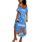 Somalia Summer Maxi Dress with Raised Fist Flag Blue Unity Wave Spirit