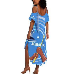 Somalia Summer Maxi Dress with Raised Fist Flag Blue Unity Wave Spirit