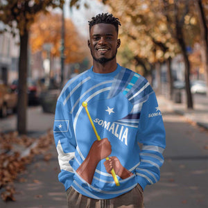 Somalia Sweatshirt with Raised Fist Flag Blue Unity Wave Spirit