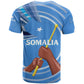 Somalia T shirt with Raised Fist Flag Blue Unity Wave Spirit