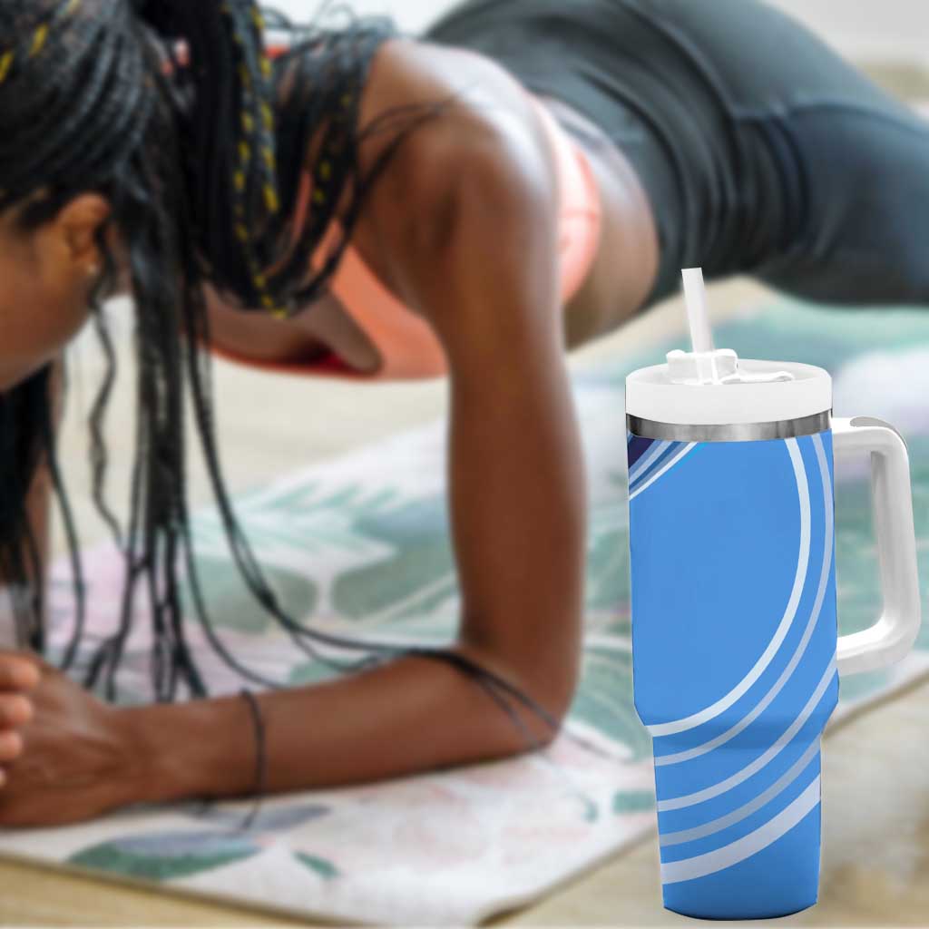 Somalia Tumbler With Handle with Raised Fist Flag Blue Unity Wave Spirit