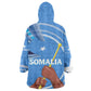 Somalia Wearable Blanket Hoodie with Raised Fist Flag Blue Unity Wave Spirit