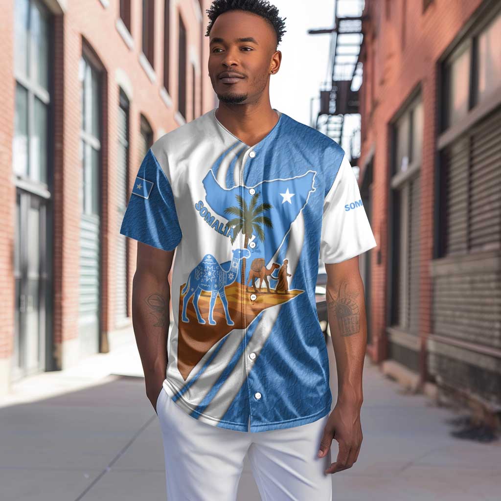 Somalia Baseball Jersey with Camel Desert Map Palm Tree Heritage Spirit