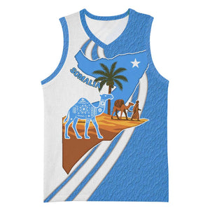 Somalia Basketball Jersey with Camel Desert Map Palm Tree Heritage Spirit - African Pride