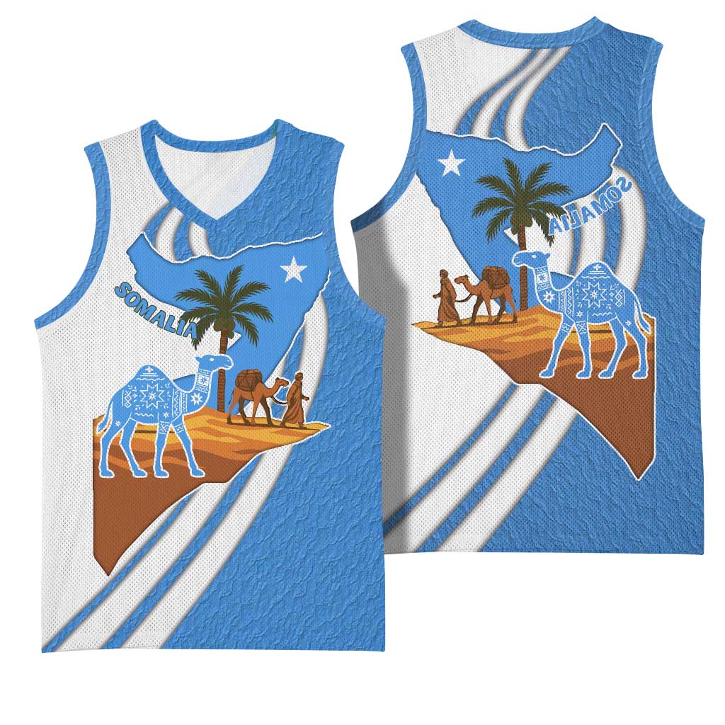 Somalia Basketball Jersey with Camel Desert Map Palm Tree Heritage Spirit - African Pride