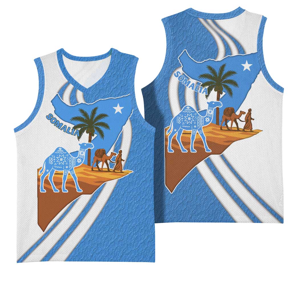 Somalia Basketball Jersey with Camel Desert Map Palm Tree Heritage Spirit TS04