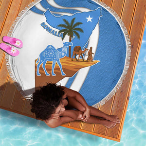 Somalia Beach Blanket with Camel Desert Map Palm Tree Heritage Spirit