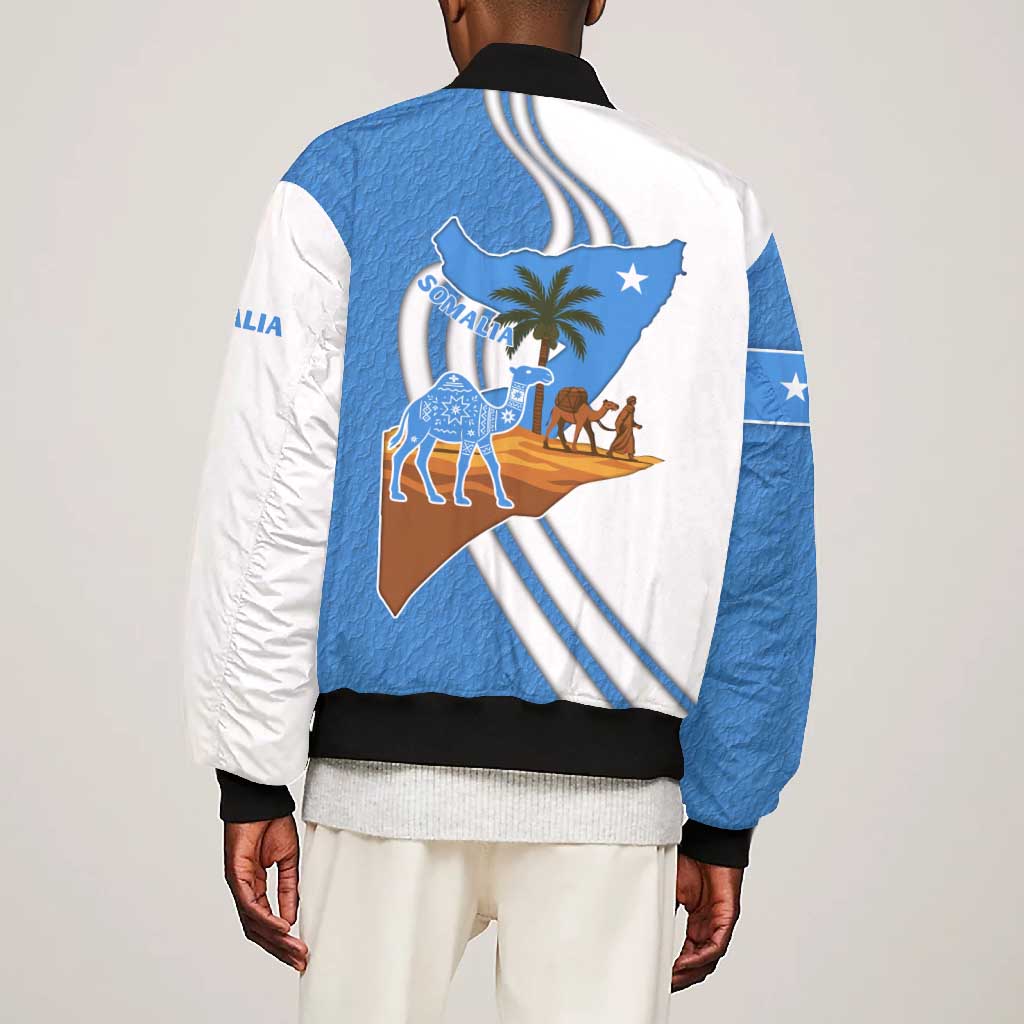 Somalia Bomber Jacket with Camel Desert Map Palm Tree Heritage Spirit