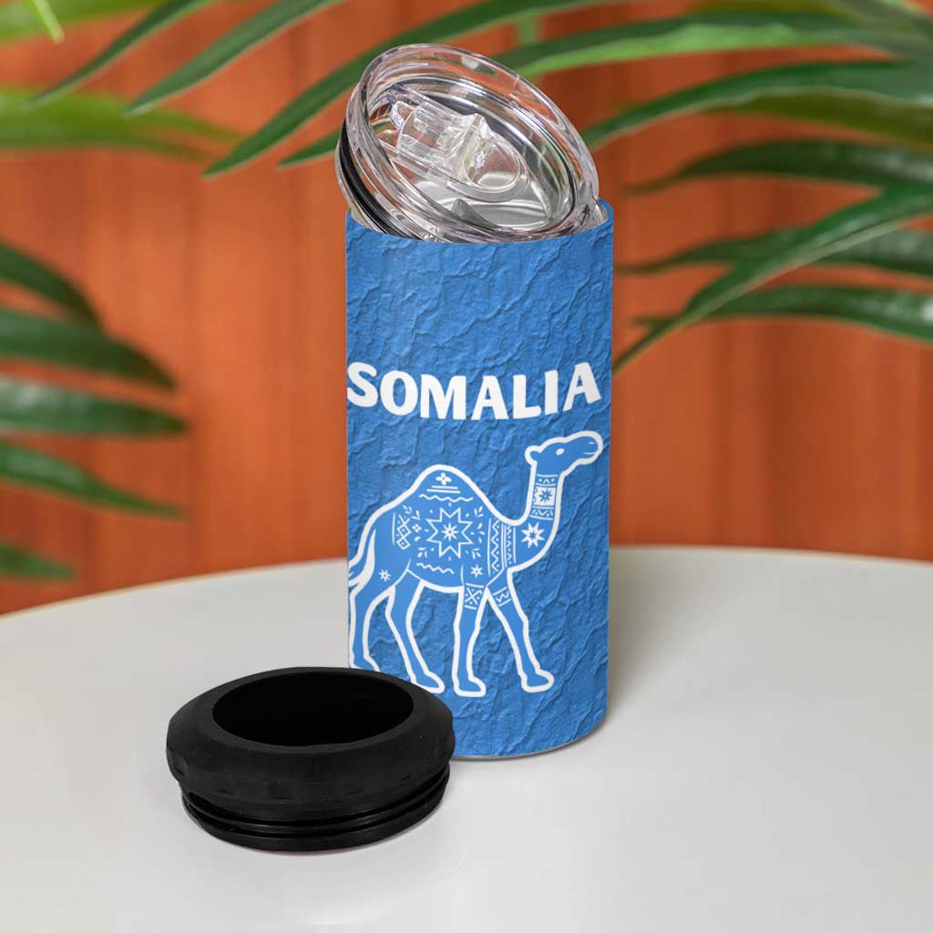Somalia 4 in 1 Can Cooler Tumbler with Camel Desert Map Palm Tree Heritage Spirit